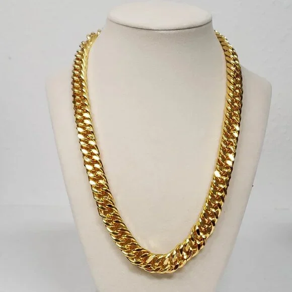 Authentic Louis Vuitton Padlock w/unbranded Cuban Style 18k Gold Plated Chain - Picture 15 of 15